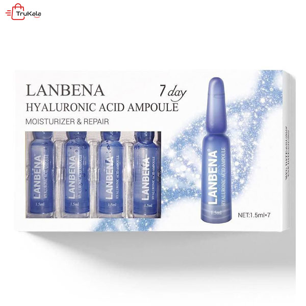 Lanbena-hyaluronic-acid-ampoule-moisturizer-&-repair2 پک ویال مرطوب کننده هیالورونیک اسید لانبنا