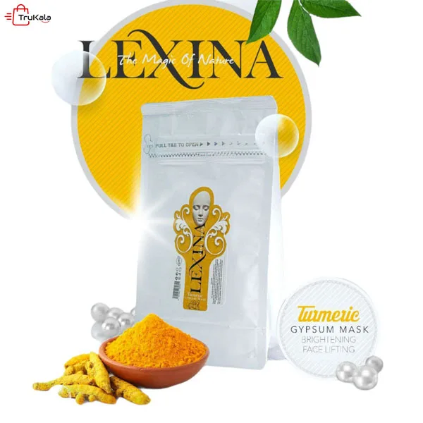 Lexina-turmeric-ceramic-gypsum-mask1 ماسک گچی سفالیته زردچوبه لکسینا