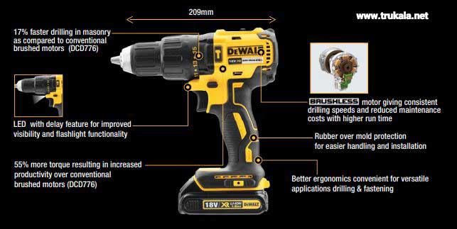دریل شارژی صنعتی دیوالت Dcd778S2-GB