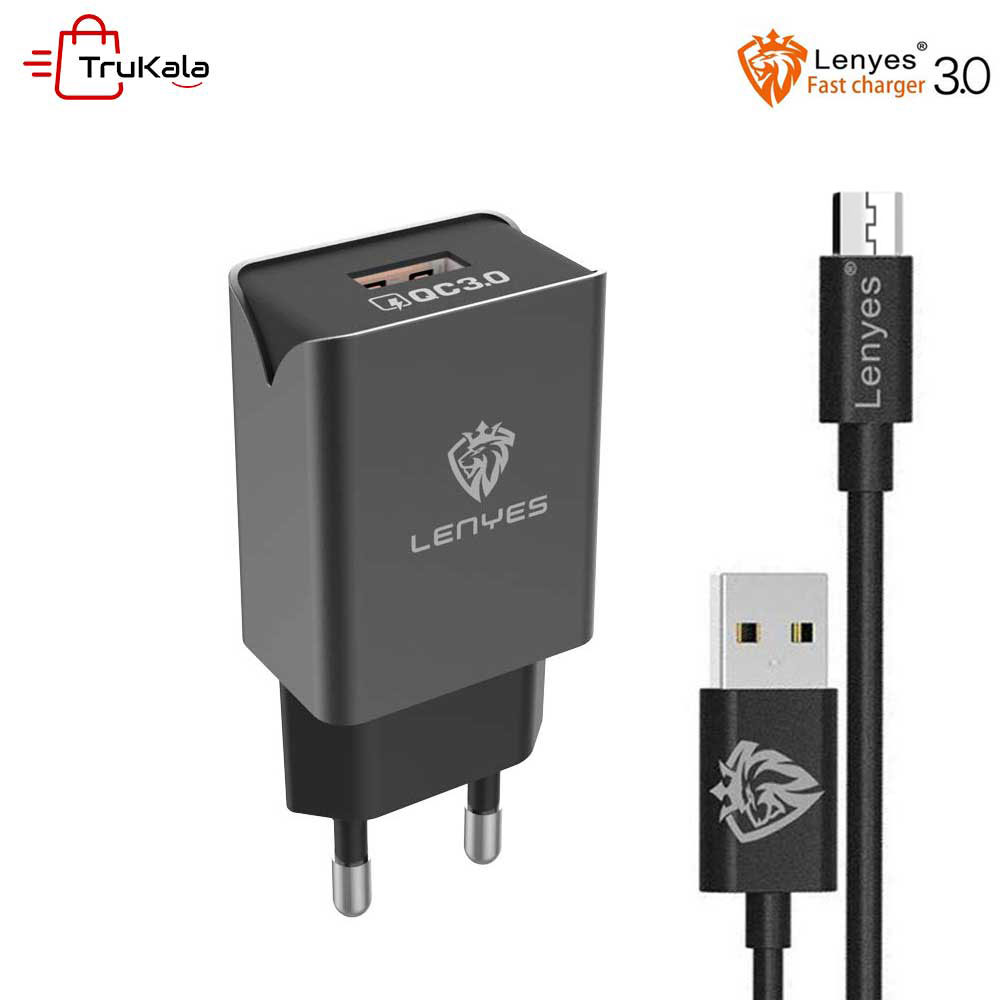 Lenyes-Fast-Charger-QC3.0-LCH086-1 شارژر دیواری لنیس میکرو مدل LCH086