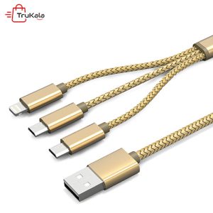 کابل تبدیل USB به MicroUSB و لایتنینگ الدینیو مدل LC85 3 In 1