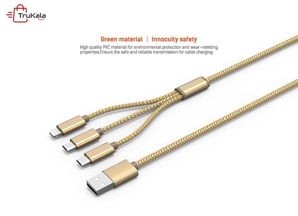 کابل تبدیل USB به MicroUSB و لایتنینگ الدینیو مدل LC85 3 In 1