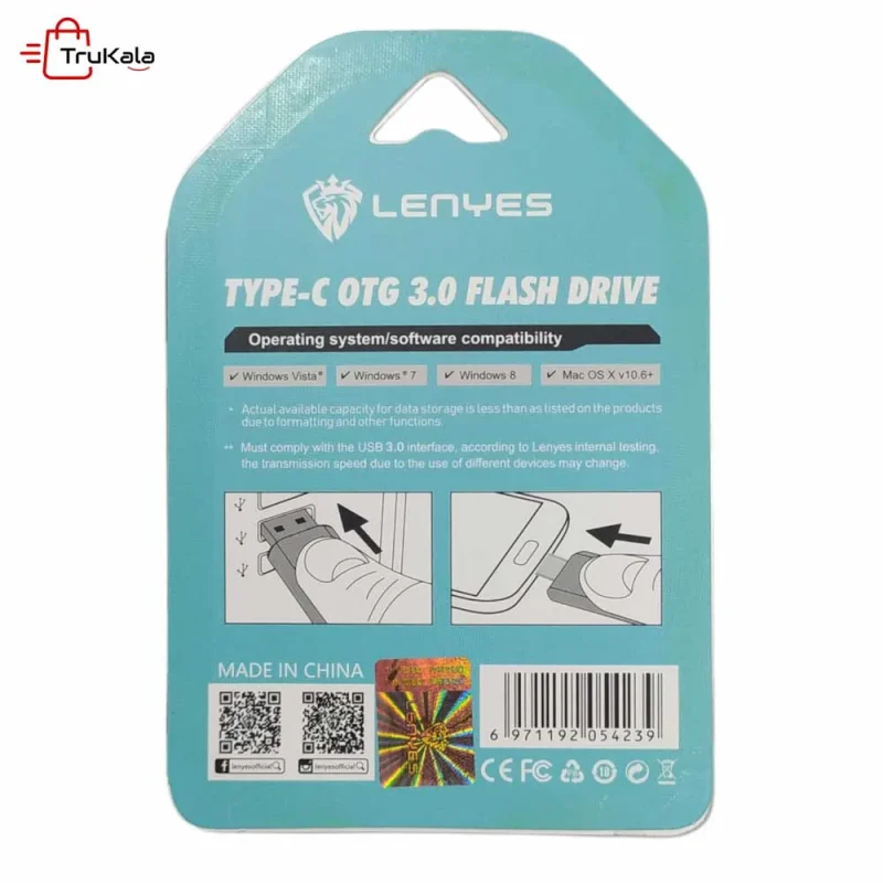 فلش مموری OTG TYPE-C LENYES 32 گیگابایت