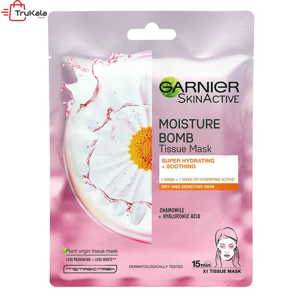 Garnier-Moisture-Bomb-Soothing-Paper-Mask ماسک ورقه ای بابونه گارنیر