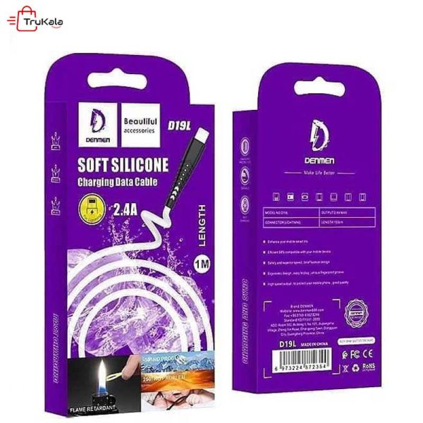 کابل شارژر سیلیکونی لایتنینگ دنمن مدل D19L