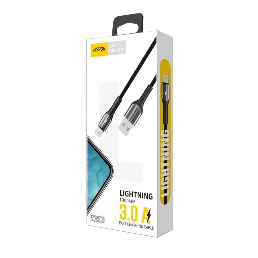Aspor-Charging-Cable-Lightning-AC-09-1 کابل شارژر آسپور آیفون مدل AC-09