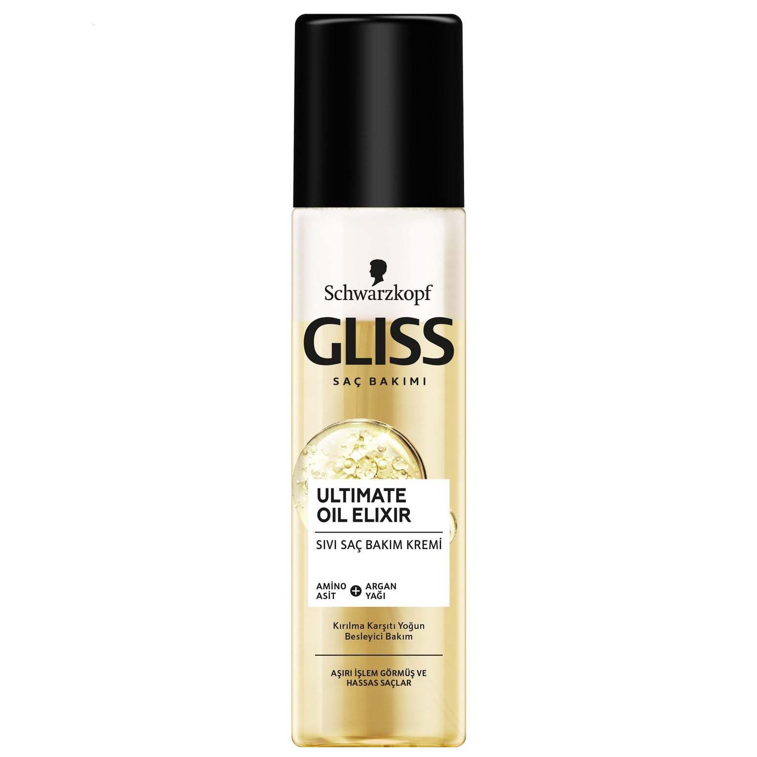 Gliss hair spray model ultimate oil elixir اسپری مو دوفاز روغن آرگان گلیس