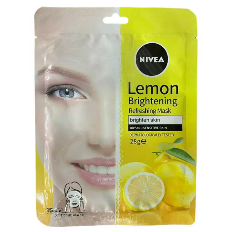 Lemon-brightening-refreshing-mask-for-dry-and-sensitive-skin-nivea-28-gr ماسک ورقه ای روشن کننده لیمو نیوا