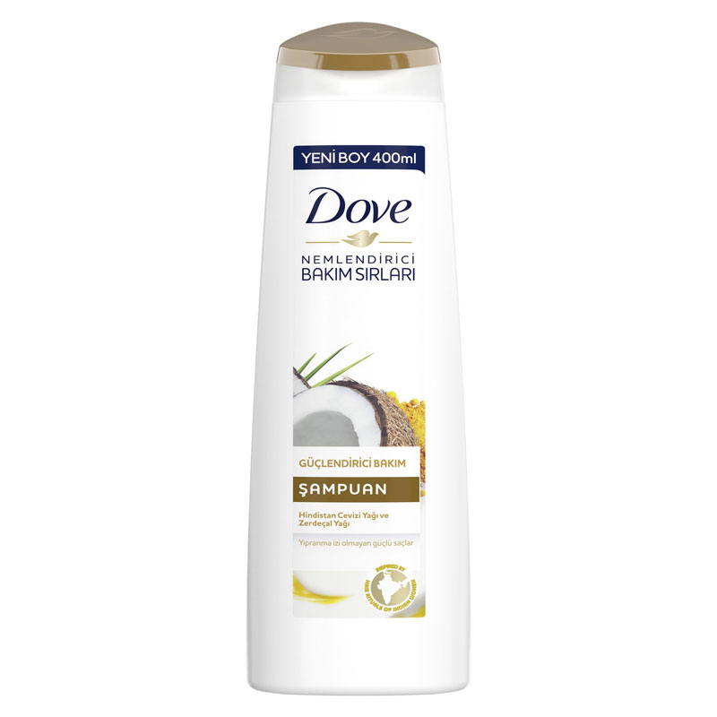 Shampoo-of-coconut-and-turmeric-extract-Dove-400-ml شامپو نارگیل و زرد چوبه داو