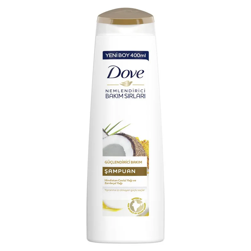 Shampoo-of-coconut-and-turmeric-extract-Dove-400-ml شامپو نارگیل و زرد چوبه داو