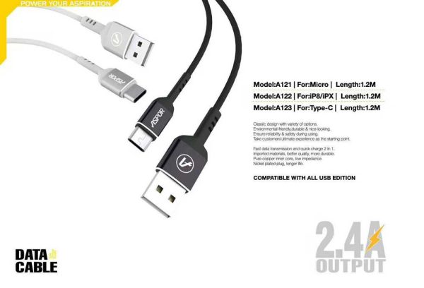 کابل شارژر آسپور تایپ سی مدل A123