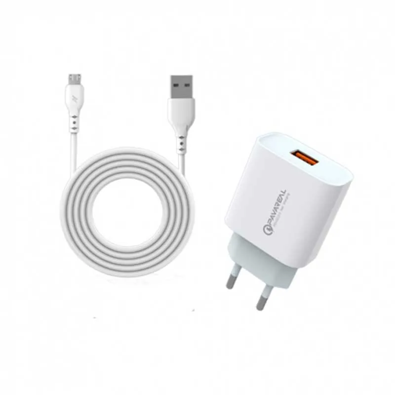 PAVAREAL-QC3.0-EUS-fast-charger-WC-66-with-micro-Cable-1 شارژر دیواری پاواریل میکرو مدل WC-66