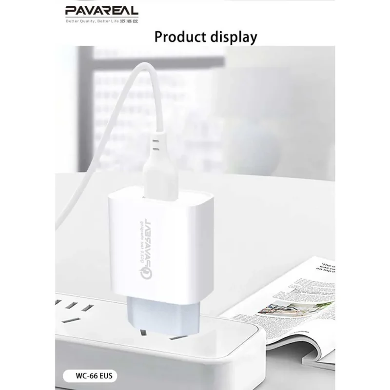 شارژر دیواری پاواریل تایپ سی مدل WC-66