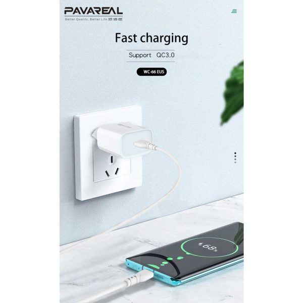 شارژر دیواری پاواریل تایپ سی مدل WC-66