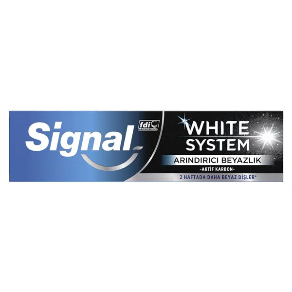 Signal-WHITE-SYSTEM-ARINDIRICI-BEYAZLIK-AKTİF-KARBON-75ml خمیردندان زغالی سیگنال مدل وایت سیستم