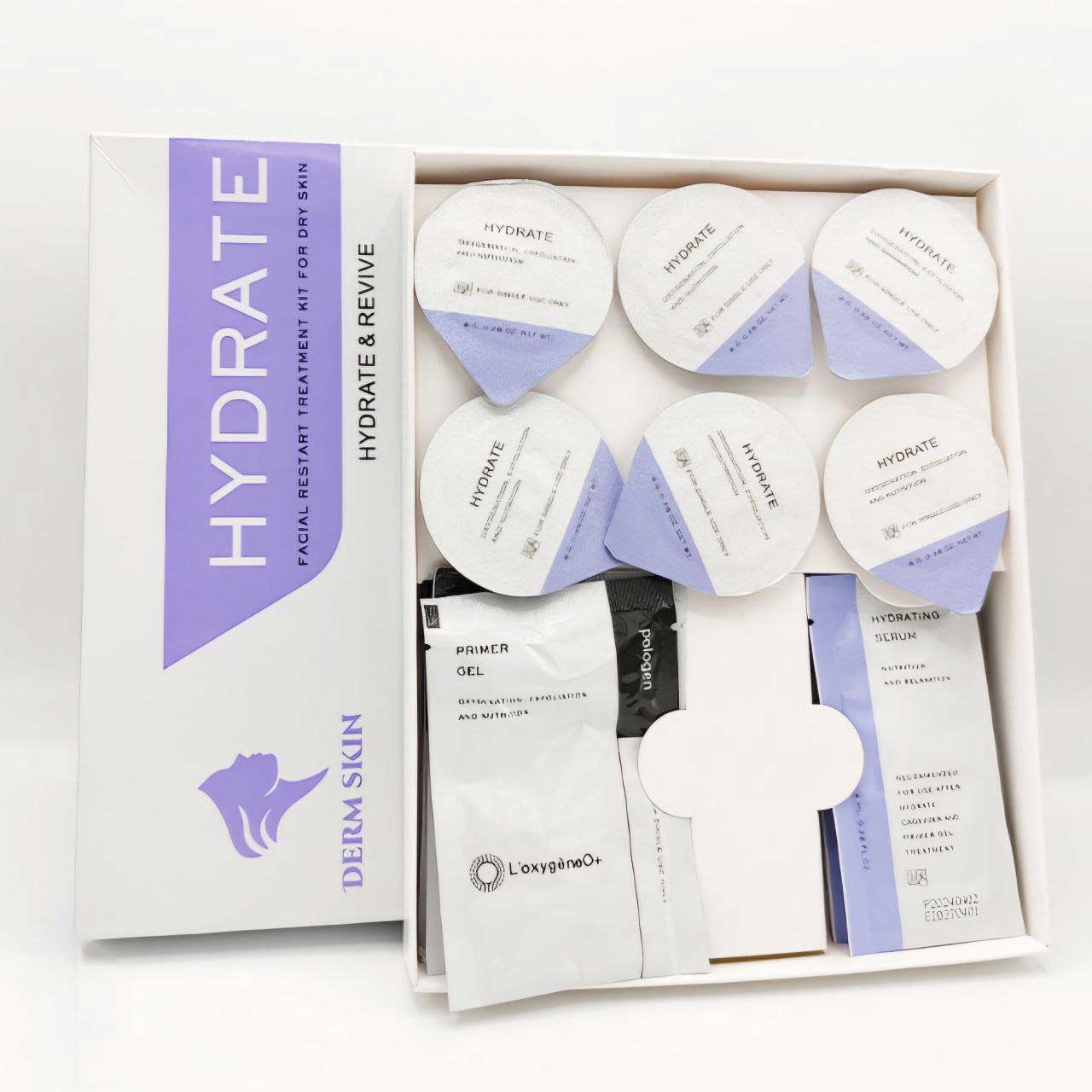 Derm-Skin-Pologen-Hydrate-Facial-Restart-Treatment-kit-for-Dry-Skin-4 کیت پلاژن مدل آبرسان و جوانساز درم اسکین
