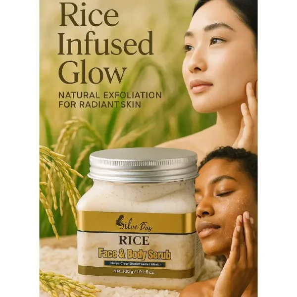 اسکراب شنی صورت و بدن برنج سیلور دی