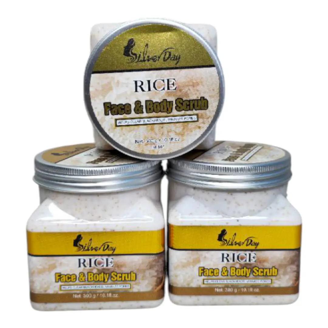 SILVER-DAY-RICE-FACE&BODY-SCRUB-300-gr اسکراب شنی صورت و بدن برنج سیلور دی