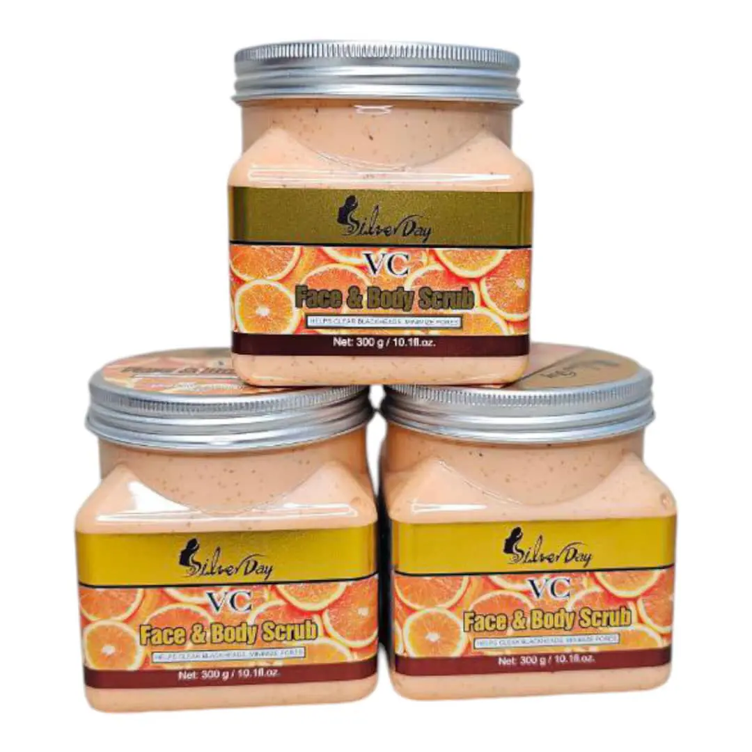 SILVER-DAY-VC-FACE&BODY-SCRUB-300-gr اسکراب شنی صورت و بدن ویتامین سی سیلور دی