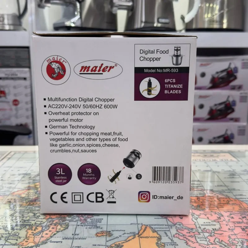 خردکن کاسه استیل دیجیتالی مایر مدل MR-593