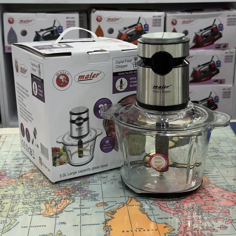 MAIER-Digital-Glass-Bowl-Chopper-Model-MR-493-66 خردکن کاسه شیشه ای دیجیتالی مایر مدل MR-493