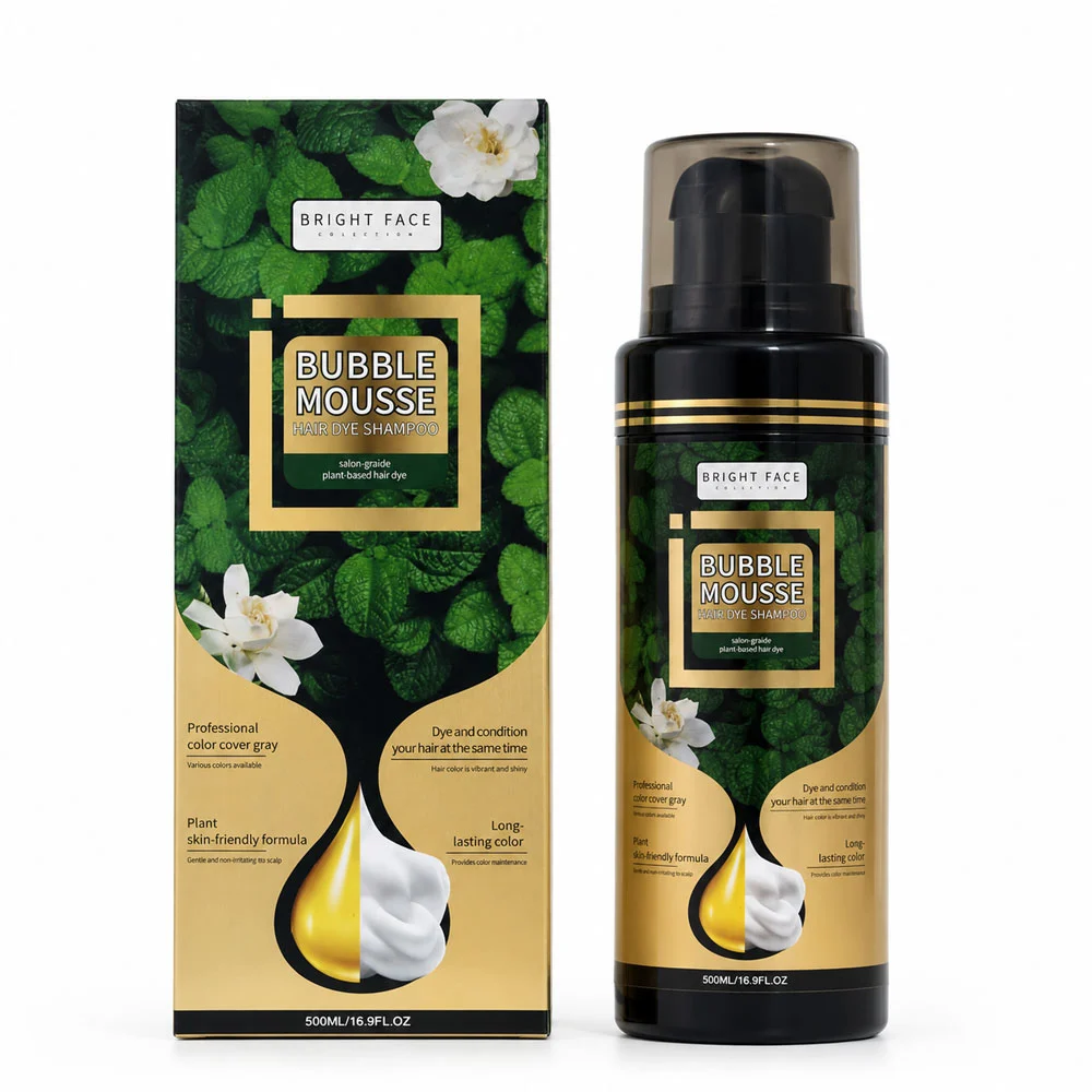 Bright-Face-Bubble-Mousse-Hair-Dye-Shampoo-Black-500ml-56 شامپو رنگ مو فومی برایت فیس مشکی